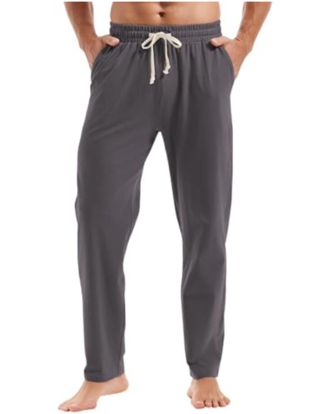 Mens Cotton Blend Open Bottom Sweatpants Joggers with Pockets